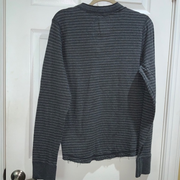 Abercrombie & Fitch long sleeve muscle henley tee Sz XL striped raw hems - Picture 6 of 6